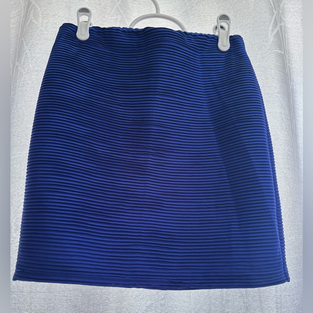 Forever 21 Blue Ribbed Pencil Mini Skirt